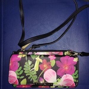 Betsey Johnson Floral Wristlet Wallet in Black, Pink, Green